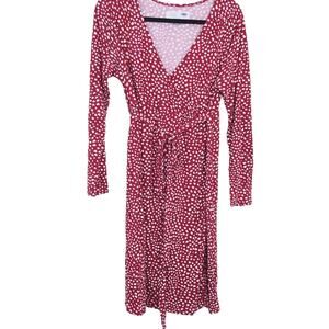 Old Navy Maternity Dress Medium Hearts, Surplice Faux Wrap, Long Sleeve